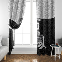 Custom New Zealand World Cup 2023 Window Curtain Aotearoa Haka Rugby with Silver Fern Maori Ethnic Pattern LT03 - Polynesian Pride