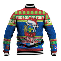 Solomon Islands Christmas Baseball Jacket Santa With Flag Of Solomon Polynesian Tribal Xmas Vibe LT03 - Polynesian Pride