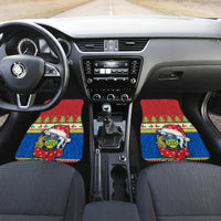 Solomon Islands Christmas Car Mats Santa With Flag Of Solomon Polynesian Tribal Xmas Vibe LT03 - Polynesian Pride