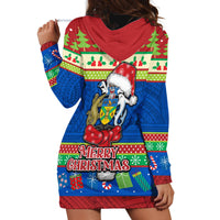 Solomon Islands Christmas Hoodie Dress Santa With Flag Of Solomon Polynesian Tribal Xmas Vibe LT03 - Polynesian Pride