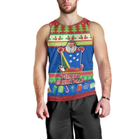 Solomon Islands Christmas Men Tank Top Santa With Flag Of Solomon Polynesian Tribal Xmas Vibe LT03 - Polynesian Pride