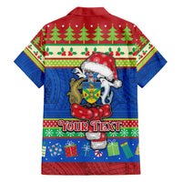 Personalised Solomon Islands Christmas Family Matching Tank Maxi Dress and Hawaiian Shirt Santa With Flag Of Solomon Polynesian Tribal Xmas Vibe LT03 - Polynesian Pride