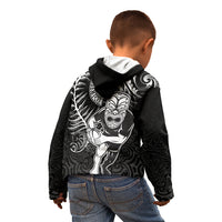 New Zealand Rugby Kid Hoodie Maori Warrior Rugby with Silver Fern Sleeve Tribal Ethnic Style LT03 - Polynesian Pride
