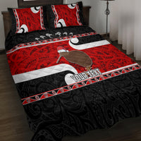 Personalized New Zealand Christmas Quilt Bed Set Santa Haka Fern and Kiwi Bird Tino Rangatiratanga Maori Flag Style LT03 - Polynesian Pride