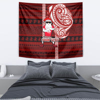 Personalized New Zealand Christmas Tapestry Santa Claus and Kiwi Bird Maori Tattoo Koru Pattern LT03 - Polynesian Pride