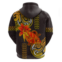 Hawaii Turtle Hibiscus Flower Hoodie Polynesian Tattoo LT03 - Polynesian Pride