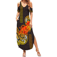 Hawaii Turtle Hibiscus Flower Summer Maxi Dress Polynesian Tattoo LT03 Women Black - Polynesian Pride