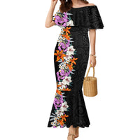 Hawaii Tropical Leaves and Flowers Mermaid Dress Tribal Polynesian Pattern LT03 Women Black - Polynesian Pride