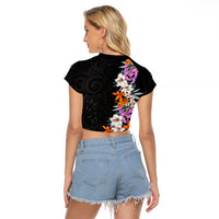 Hawaii Tropical Leaves and Flowers Raglan Cropped T Shirt Tribal Polynesian Pattern LT03 - Polynesian Pride