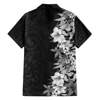 Hawaii Tropical Leaves and Flowers Family Matching Long Sleeve Bodycon Dress and Hawaiian Shirt Tribal Polynesian Pattern Black White Style LT03 - Polynesian Pride
