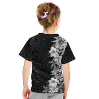 Hawaii Tropical Leaves and Flowers Kid T Shirt Tribal Polynesian Pattern Black White Style LT03 - Polynesian Pride