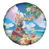 Hawaii Cocktails Spare Tire Cover Parrot with Cute Beach Landscape and Tropical Plants