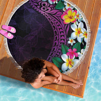 Hawaiian Plumeria-Polynesian Art Tattoo Mauve Color Beach Blanket