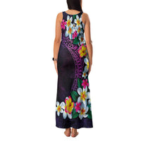 Hawaiian Plumeria-Polynesian Art Tattoo Mauve Color Family Matching Tank Maxi Dress and Hawaiian Shirt