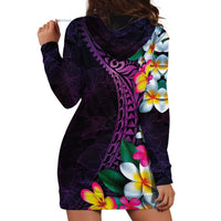 Hawaiian Plumeria-Polynesian Art Tattoo Mauve Color Hoodie Dress