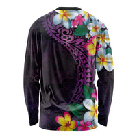Hawaiian Plumeria-Polynesian Art Tattoo Mauve Color Long Sleeve Shirt LT03 - Polynesian Pride