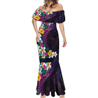 Hawaiian Plumeria-Polynesian Art Tattoo Mauve Color Mermaid Dress