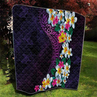 Hawaiian Plumeria-Polynesian Art Tattoo Mauve Color Quilt