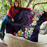 Hawaiian Plumeria-Polynesian Art Tattoo Mauve Color Quilt