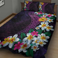 Hawaiian Plumeria-Polynesian Art Tattoo Mauve Color Quilt Bed Set