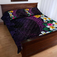 Hawaiian Plumeria-Polynesian Art Tattoo Mauve Color Quilt Bed Set