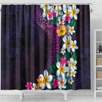 Hawaiian Plumeria-Polynesian Art Tattoo Mauve Color Shower Curtain