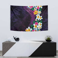Hawaiian Plumeria-Polynesian Art Tattoo Mauve Color Tapestry