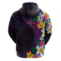 Hawaiian Plumeria-Polynesian Art Tattoo Mauve Color Zip Hoodie LT03 - Polynesian Pride