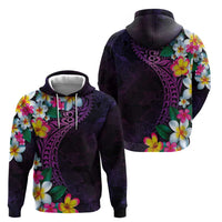Hawaiian Plumeria-Polynesian Art Tattoo Mauve Color Zip Hoodie LT03 - Polynesian Pride
