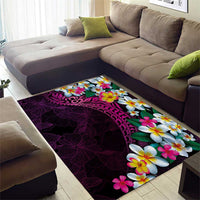 Hawaiian Plumeria-Polynesian Art Tattoo Plum Pink Color Area Rug