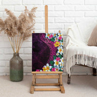 Hawaiian Plumeria-Polynesian Art Tattoo Plum Pink Color Canvas Wall Art
