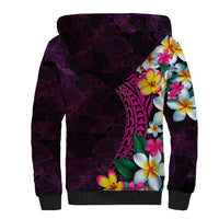 Hawaiian Plumeria-Polynesian Art Tattoo Plum Pink Color Sherpa Hoodie