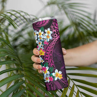 Hawaiian Plumeria-Polynesian Art Tattoo Plum Pink Color Skinny Tumbler
