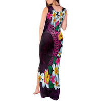 Hawaiian Plumeria-Polynesian Art Tattoo Plum Pink Color Tank Maxi Dress