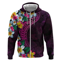Hawaiian Plumeria-Polynesian Art Tattoo Plum Pink Color Zip Hoodie LT03 Zip Hoodie Pink - Polynesian Pride