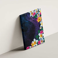 Hawaiian Plumeria-Polynesian Art Tattoo Frosted Blue Violet Color Canvas Wall Art