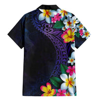 Hawaiian Plumeria-Polynesian Art Tattoo Frosted Blue Violet Color Family Matching Mermaid Dress and Hawaiian Shirt