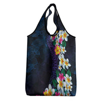 Hawaiian Plumeria-Polynesian Art Tattoo Frosted Blue Violet Color Grocery Bag LT03 - Polynesian Pride