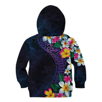 Hawaiian Plumeria-Polynesian Art Tattoo Frosted Blue Violet Color Kid Hoodie