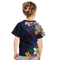 Hawaiian Plumeria-Polynesian Art Tattoo Frosted Blue Violet Color Kid T Shirt LT03 - Polynesian Pride