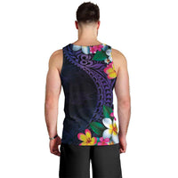 Hawaiian Plumeria-Polynesian Art Tattoo Frosted Blue Violet Color Men Tank Top LT03 - Polynesian Pride