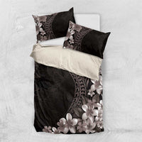 Hawaiian Plumeria-Polynesian Art Tattoo Grayscale Color Bedding Set