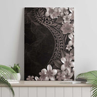 Hawaiian Plumeria-Polynesian Art Tattoo Grayscale Color Canvas Wall Art