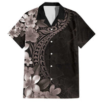 Hawaiian Plumeria-Polynesian Art Tattoo Grayscale Color Family Matching Short Sleeve Bodycon Dress and Hawaiian Shirt
