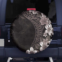 Hawaiian Plumeria-Polynesian Art Tattoo Grayscale Color Spare Tire Cover