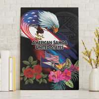 American Samoa and United States Together Canvas Wall Art National Flag with Eagle-Hibiscus and Rose