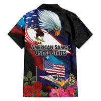 American Samoa and United States Together Family Matching Summer Maxi Dress and Hawaiian Shirt National Flag with Eagle-Hibiscus and Rose