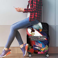 American Samoa and United States Together Luggage Cover National Flag with Eagle-Hibiscus and Rose LT03 - Polynesian Pride