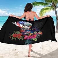 American Samoa and United States Together Sarong National Flag with Eagle-Hibiscus and Rose