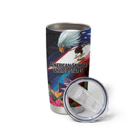 American Samoa and United States Together Tumbler Cup National Flag with Eagle-Hibiscus and Rose LT03 - Polynesian Pride